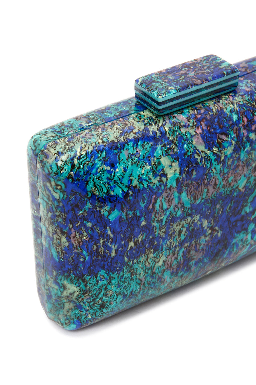 Women's Green Long Chain Strap Patterned Mini Clutch Evening Bag