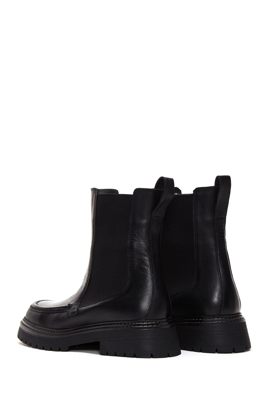 Women's Black Leather Chelsea Boots