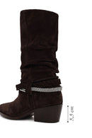 Kadın Koyu Vizon Kalın Topuklu Süet Deri Kovboy Çizme | Derimod