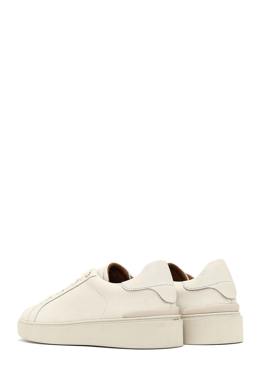 Men's White Lace-Up Leather Sneaker