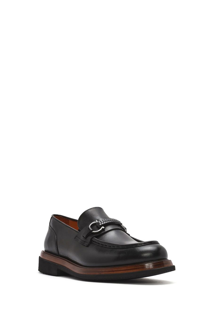 Men's Black Buckle Leather Casual Loafer