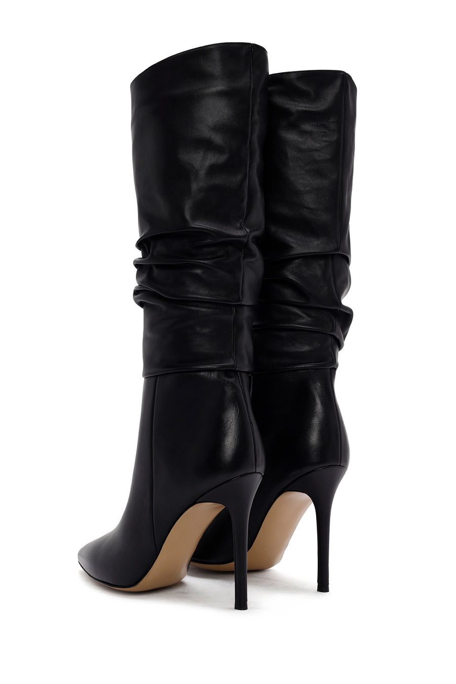 Women's Black High Thin Heel Leather Boots