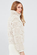 Melrose Women's White Teddy Leather Jacket | Derimod
