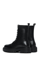 Women's Black Zippered Leather Boots | Derimod