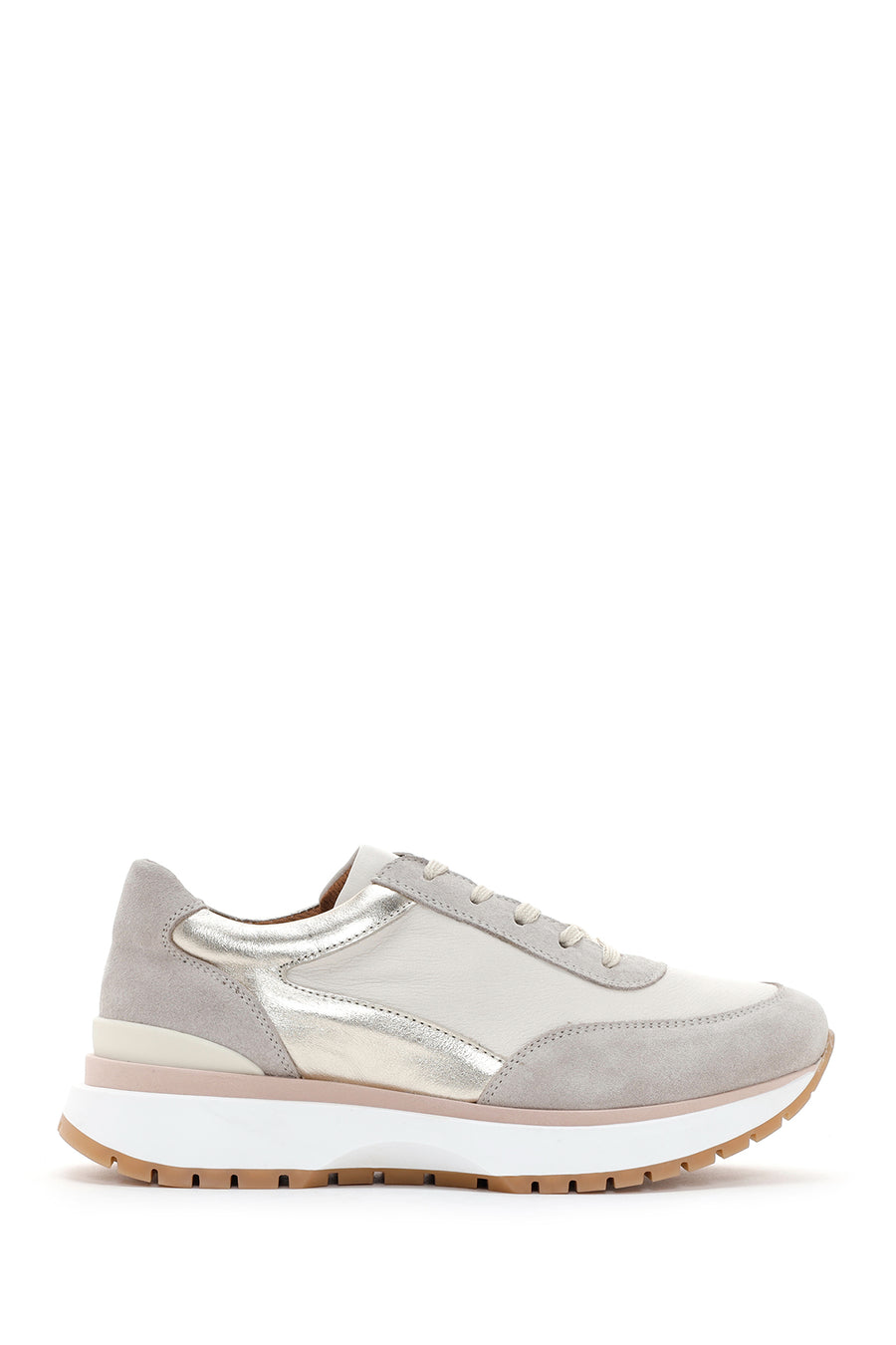 Women's Beige Leather Suede Detailed Sneaker