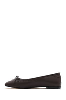 Derimod Flex Woman Brown Bow Leather Ballerine Shoes | Derimod