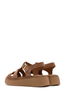 Women's Dark Powder Pink Ankle Buckle Chunky Sole Suede Leather Comfort Sandals | Derimod