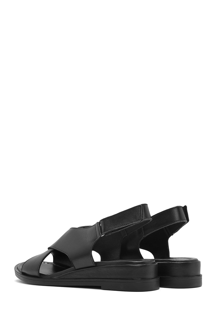 Kadın Siyah Bantlı Deri Sandalet