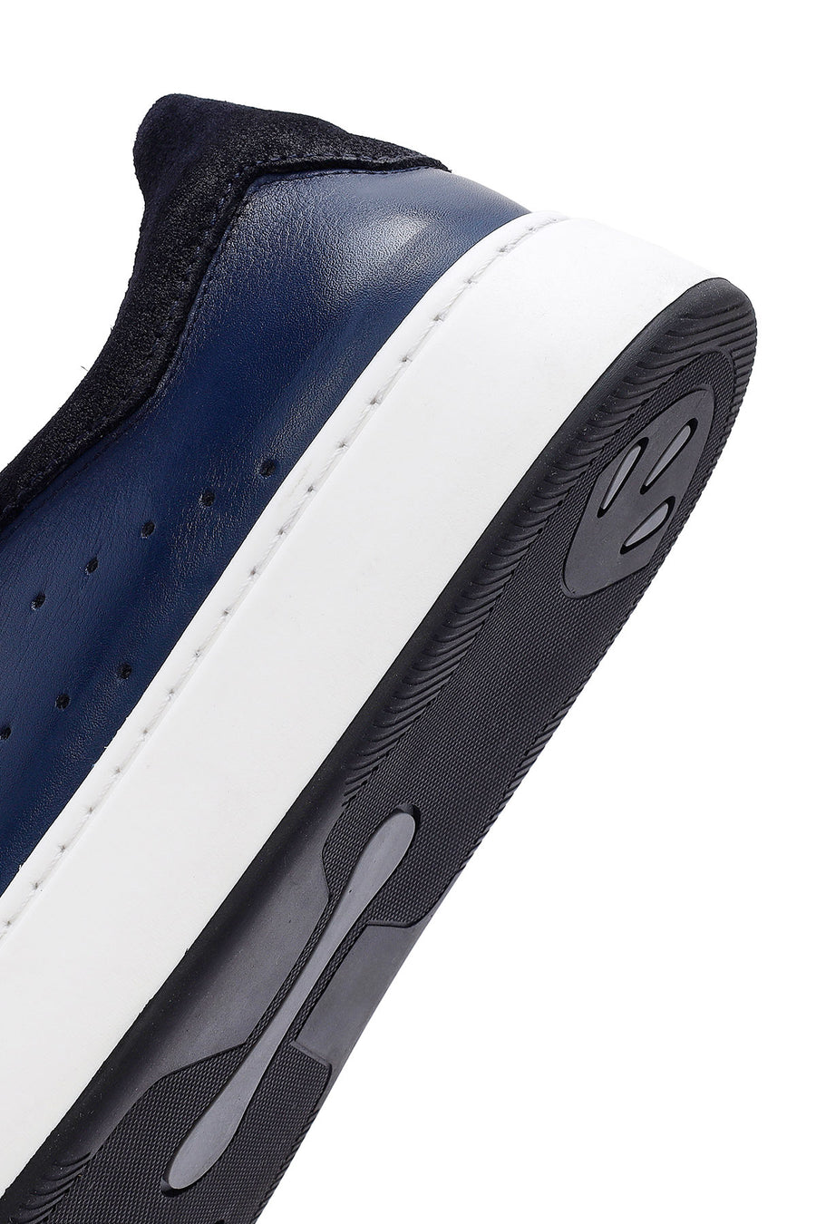 Erkek Lacivert Bağcıklı Deri Sneaker