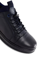 Men's Navy Blue Lace-Up Leather Sneaker | Derimod