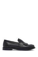 Woman Black Leather Masculine Loafer | Derimod