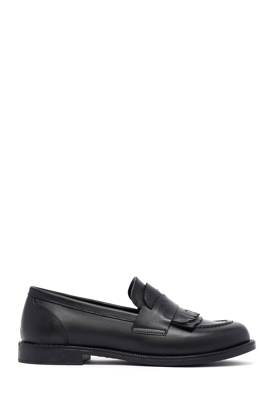Woman Black Leather Masculine Loafer 25AFD201618 | Derimod
