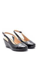 Women's Patent Leather Detailed Wedge Heeled Sandals | Derimod