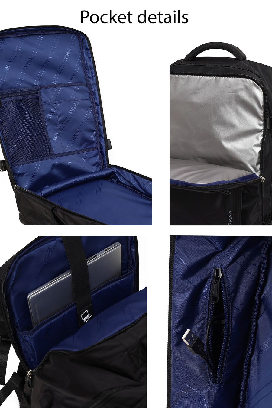D-Pack Male Black Fabric Backpack
