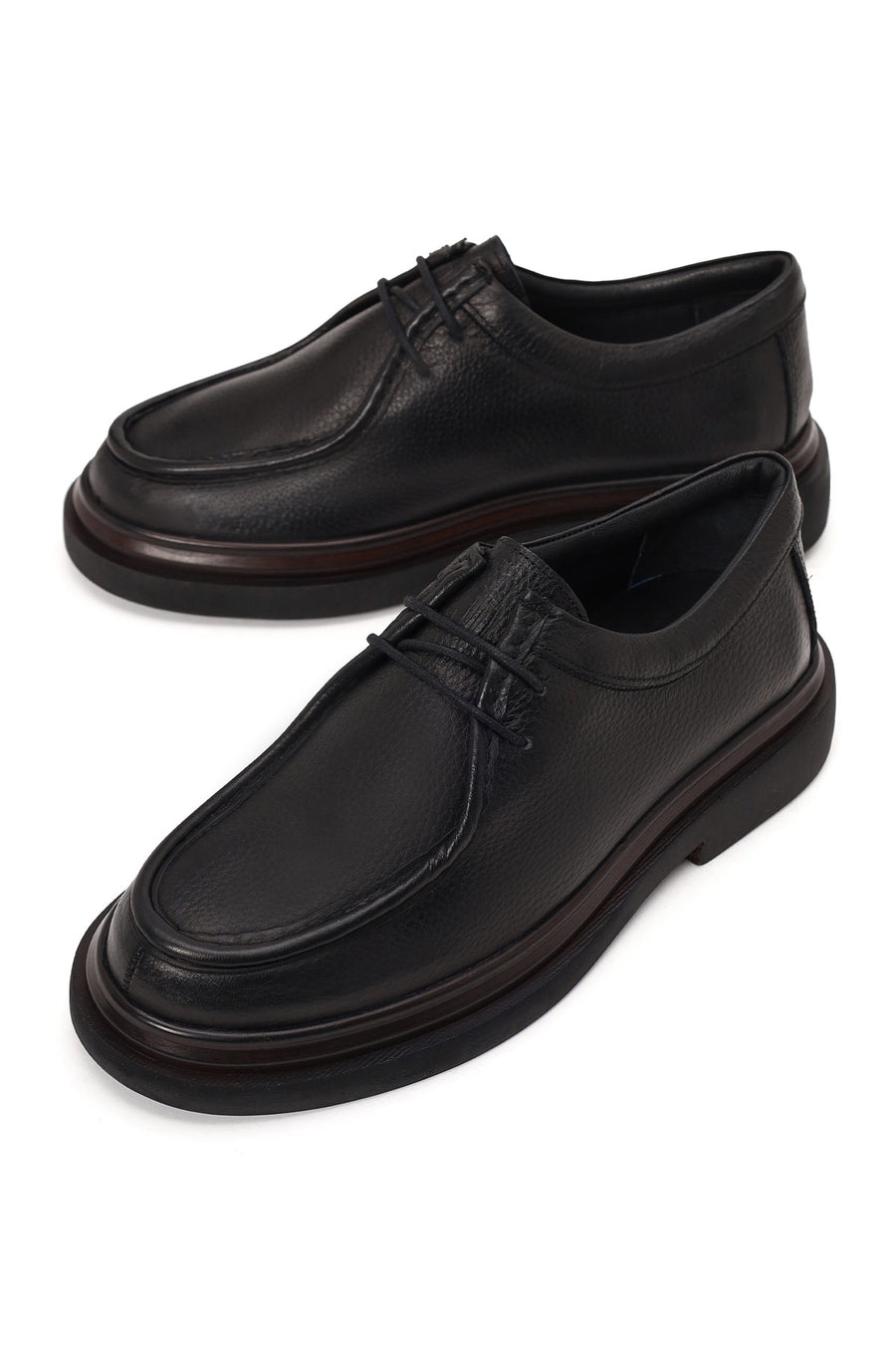 Male Black Lace-up Leather Casual Shoes