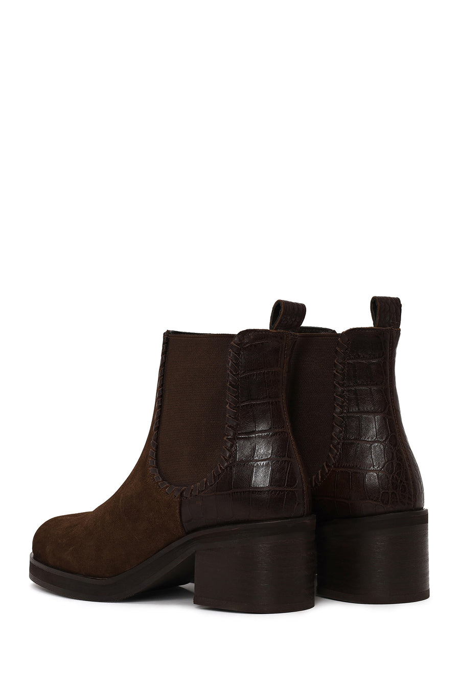 Kadın Kahverengi Kalın Topuklu Süet Deri Chelsea Bot