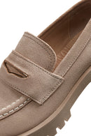 Women's Beige Leather Suede Masculine Loafer | Derimod