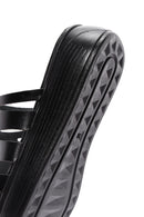 Women's Black Leather Thick Soled Comfort Slippers | Derimod