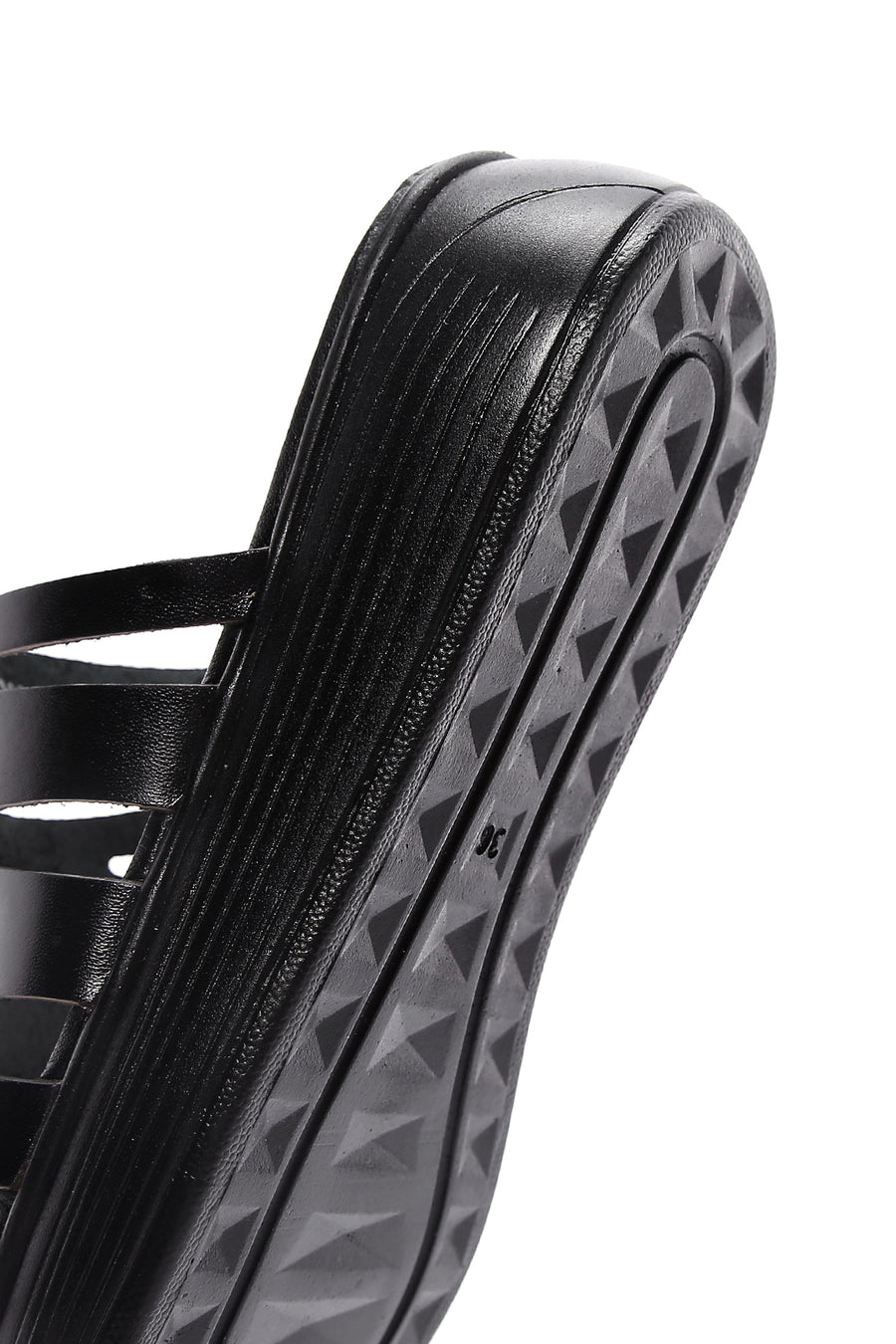 Women's Black Leather Thick Soled Comfort Slippers