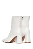 Women's Beige Leather Heeled Classic Boots | Derimod