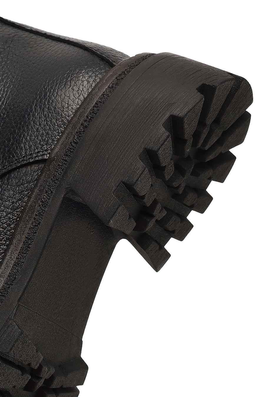 Women's Black Zippered Leather Combat Boot