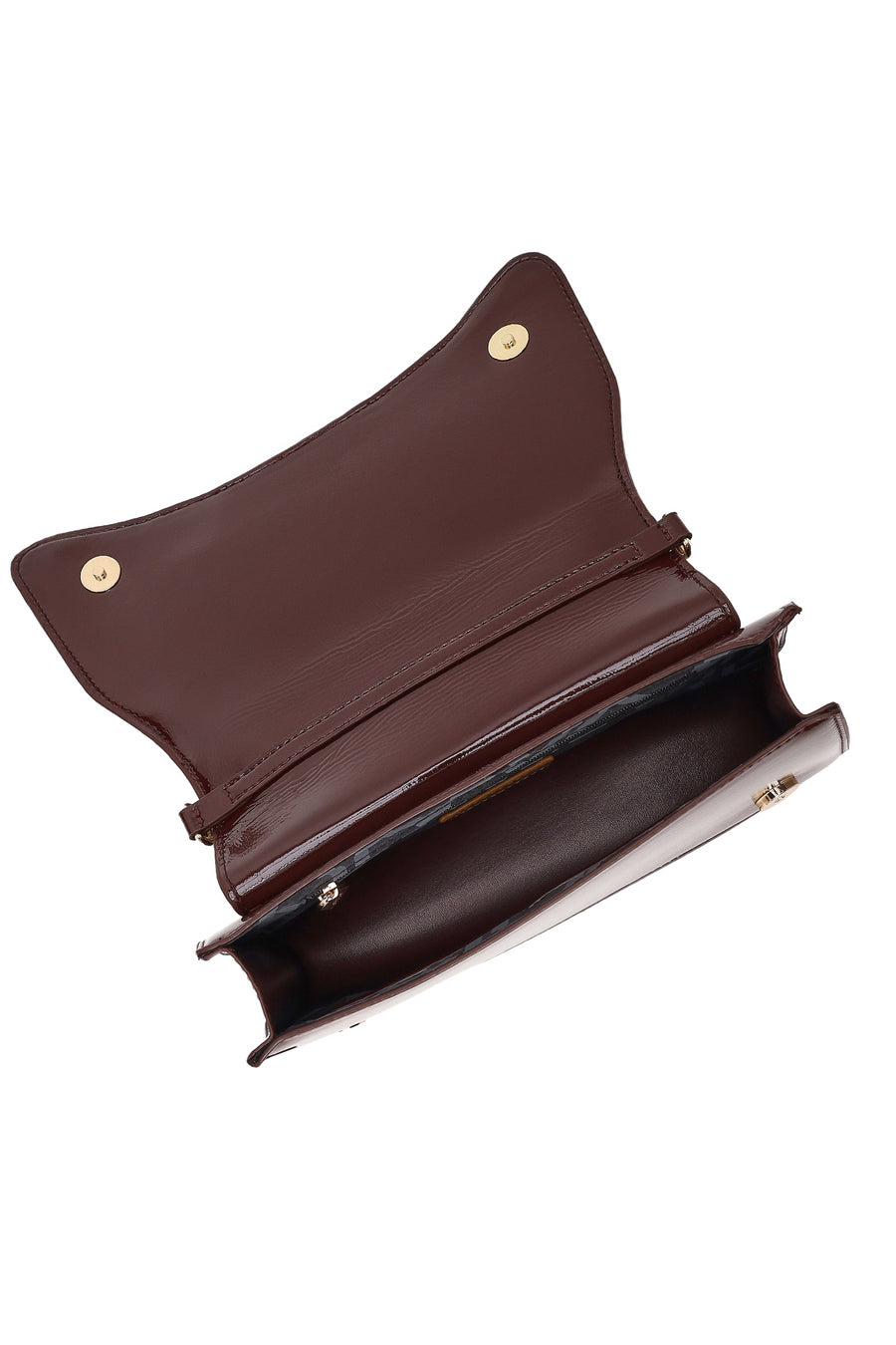 Woman Burgundy Chain Strap Patent Leather Evening Shoulder Bag