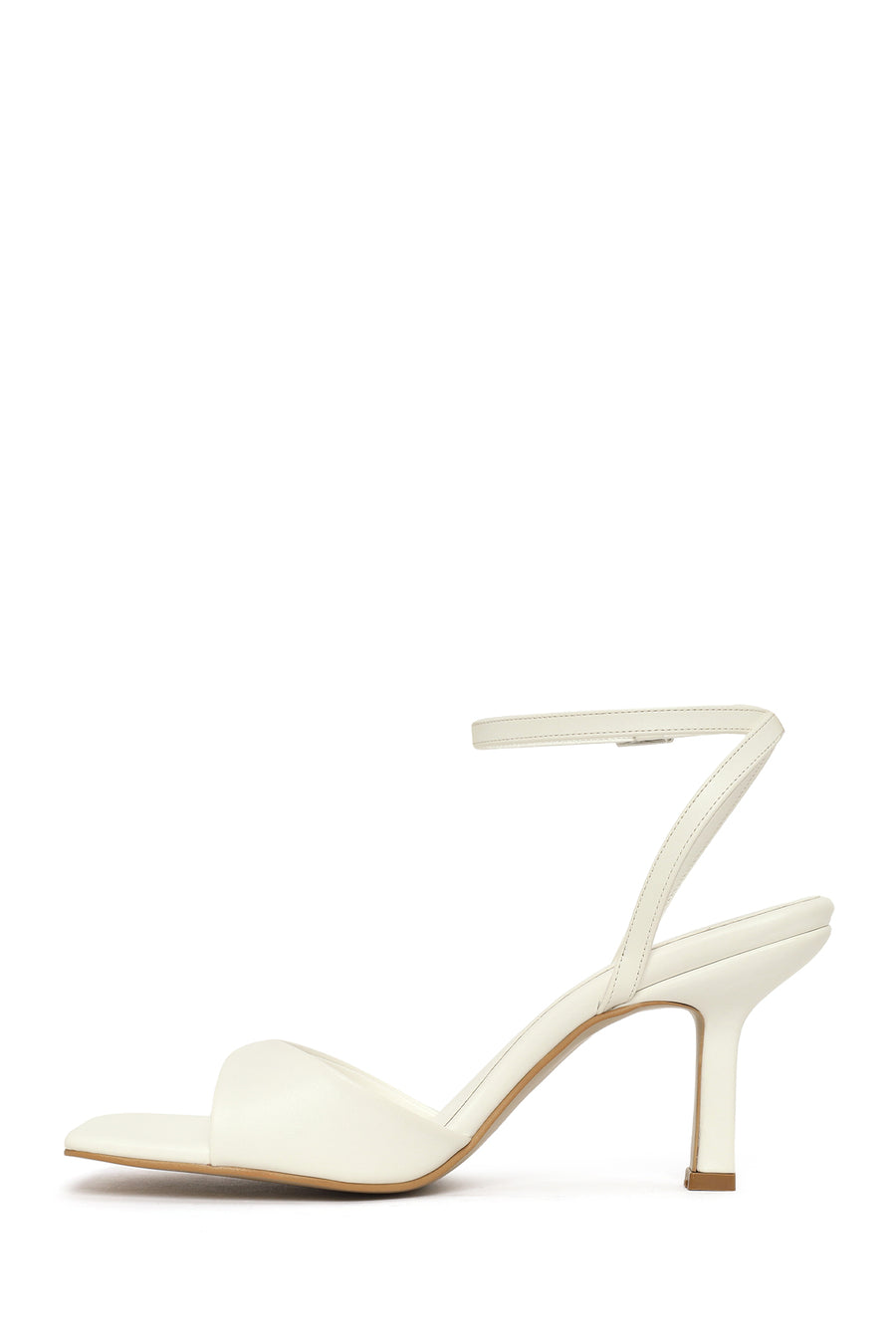Women's White Ankle Buckle Thin Heel Sandals