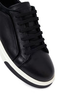 Male Black Lace-Up Thick-Soled Leather Sneaker | Derimod