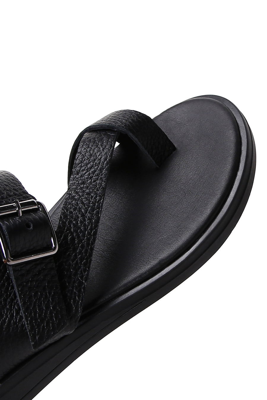 Women's Black Leather Flip-Flop Comfort Slippers