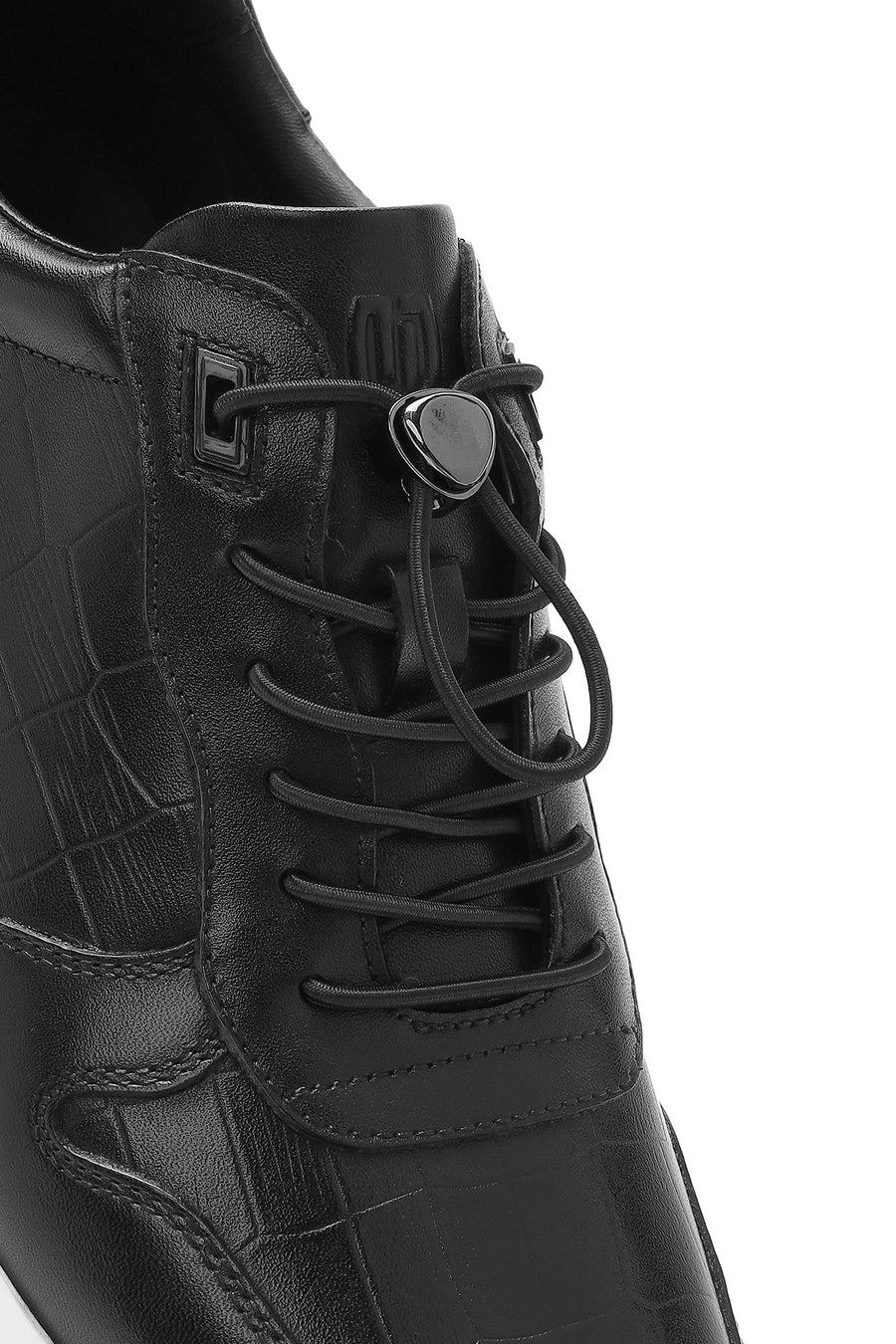 Erkek Siyah Bağcıklı Deri Casual Sneaker