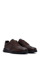 Erkek Kahverengi Bağcıklı Deri Casual Sneaker | Derimod