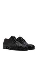 Men's Black Braided Leather Classic Shoes | Derimod