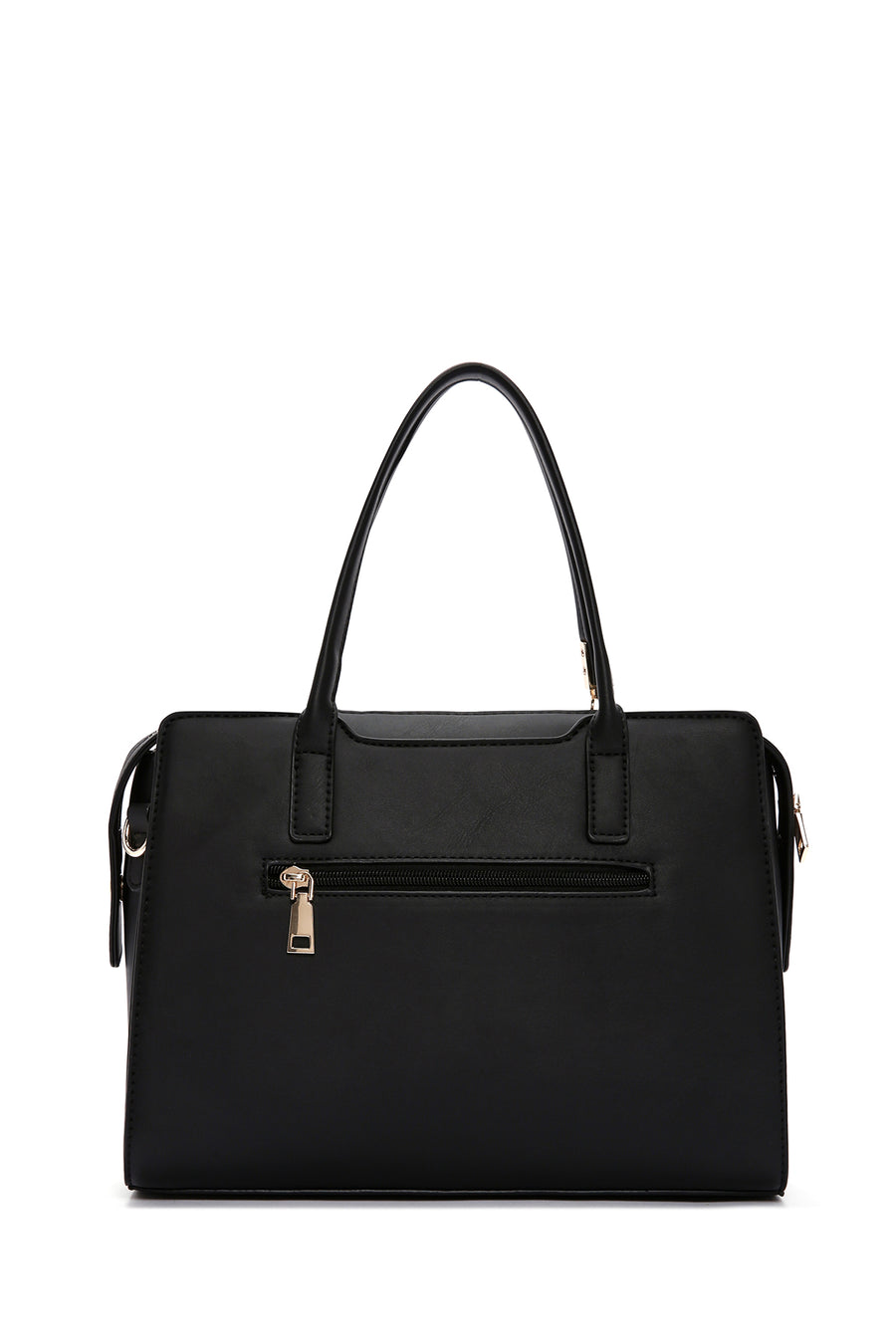 Woman Black Long-Strap Croc-Embossed Shoulder Bag