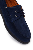 Male Navy Blue Lace-Up Suede Casual Shoes | Derimod