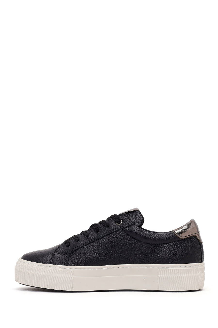 Kadın Siyah Bağcıklı Deri Sneaker