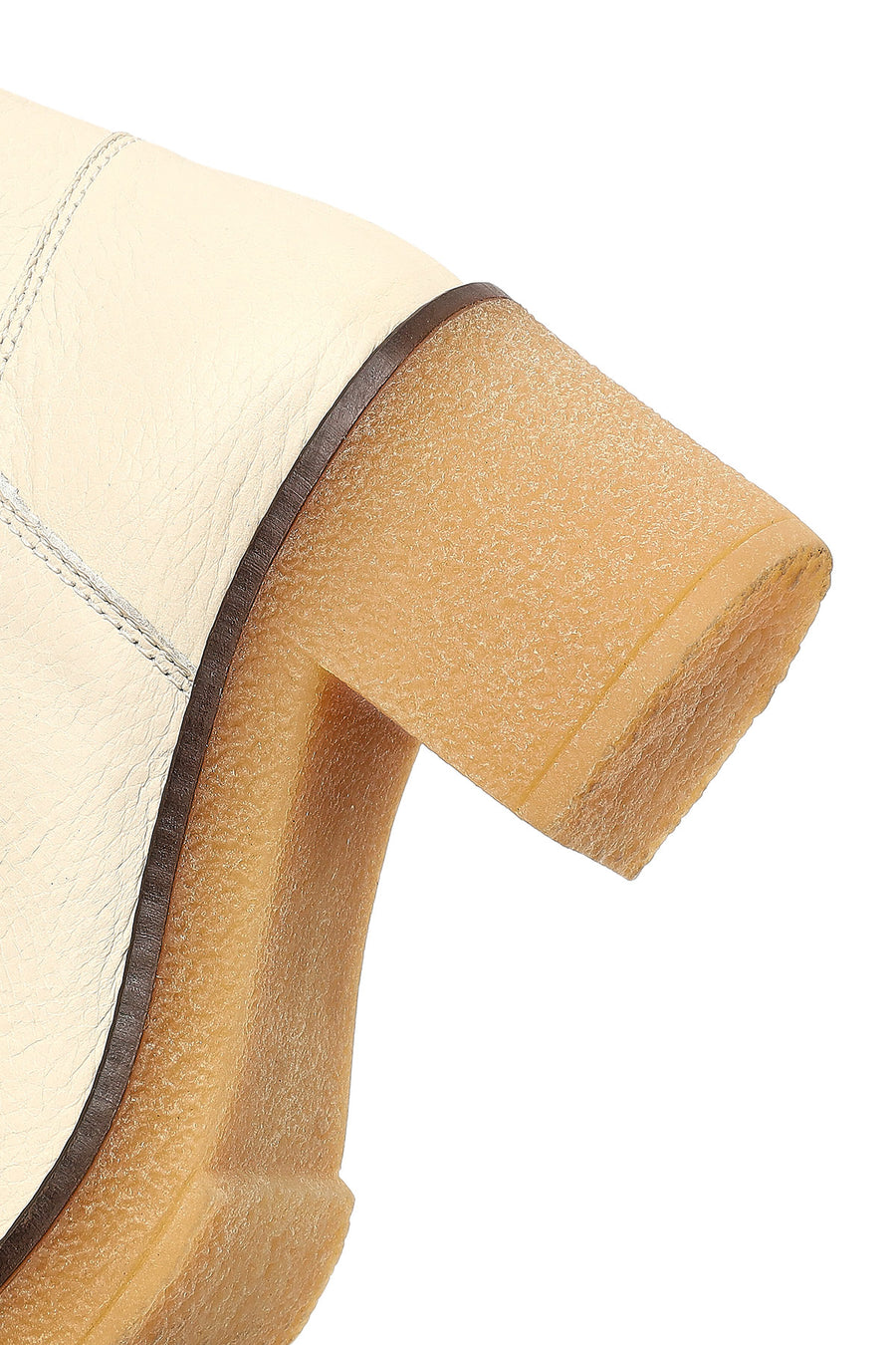 Woman Cream Zippered Low Heel Leather Boat
