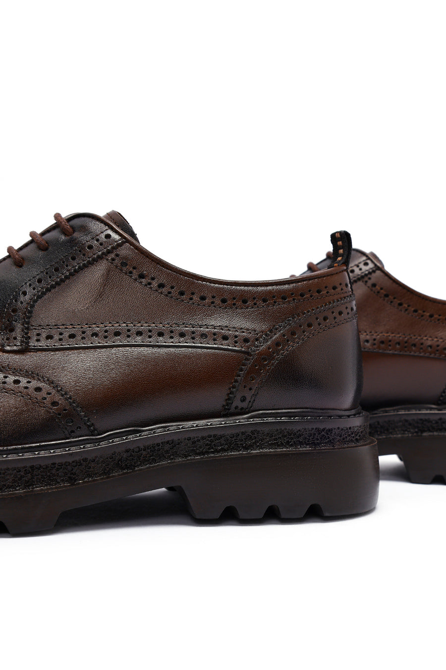 Male Brown Lace-Up Thick-Soled Leather Casual Shoe
