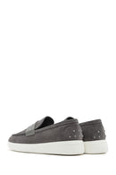 Erkek Gri Kalın Tabanlı Süet Deri Casual Loafer | Derimod