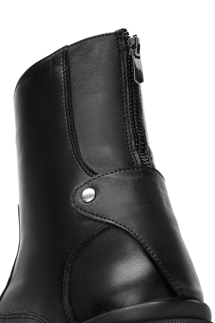 Women's Black Zippered Leather Boots