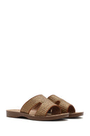 Women's Tan Straw Slippers | Derimod