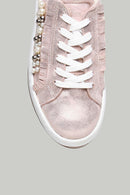 Pembe-Altın Yüksek Tabanlı Kadın Deri Sneaker | Derimod