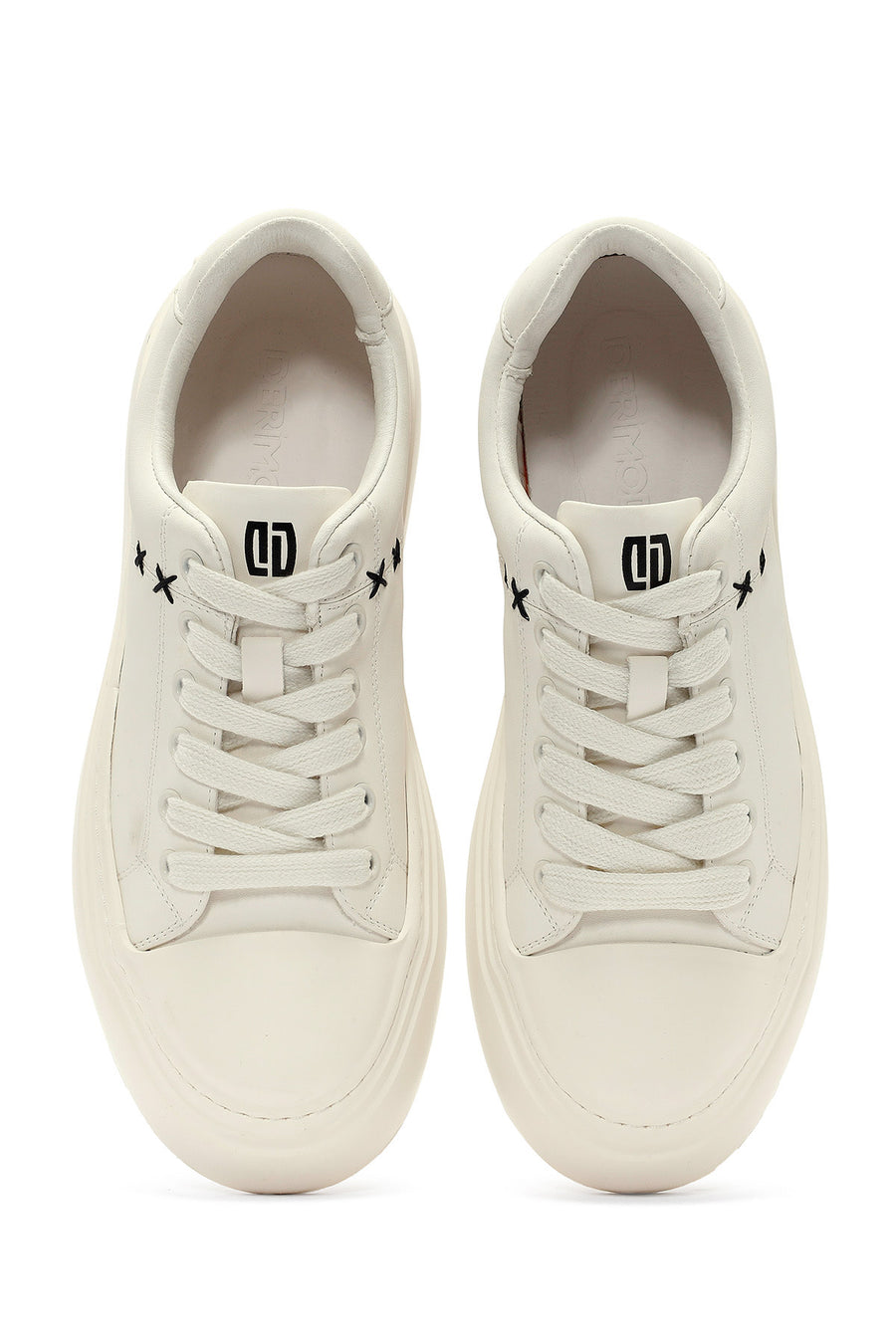 Erkek Beyaz Bağcıklı Deri Sneaker