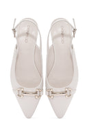Women's Cream Open-Back Buckle Ballet Flats | Derimod