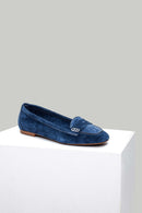 Blue Suede Women's Leather Loafer | Derimod