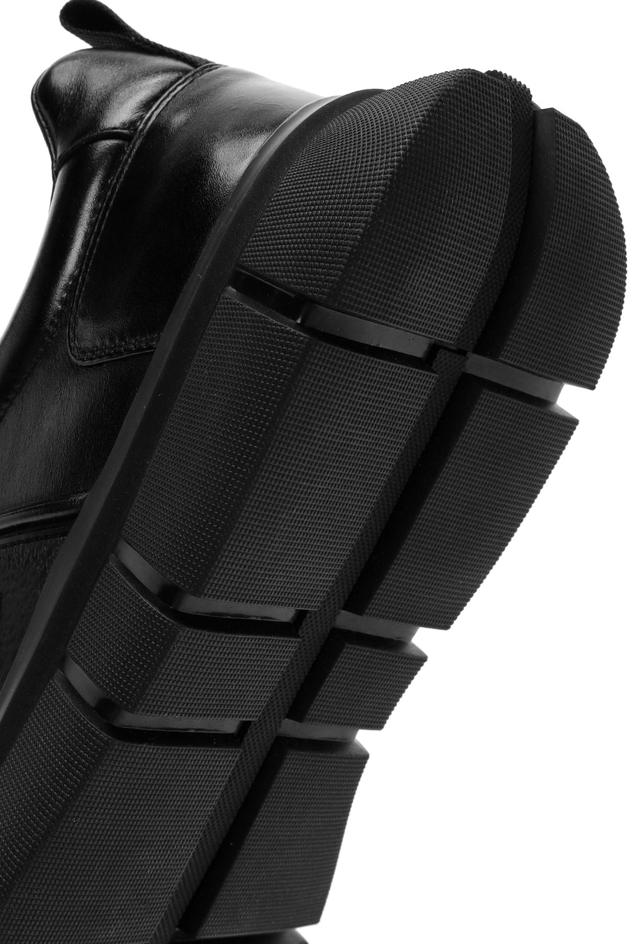 Men's Black Lace-Up Thick-Soled Leather Casual Sneakers