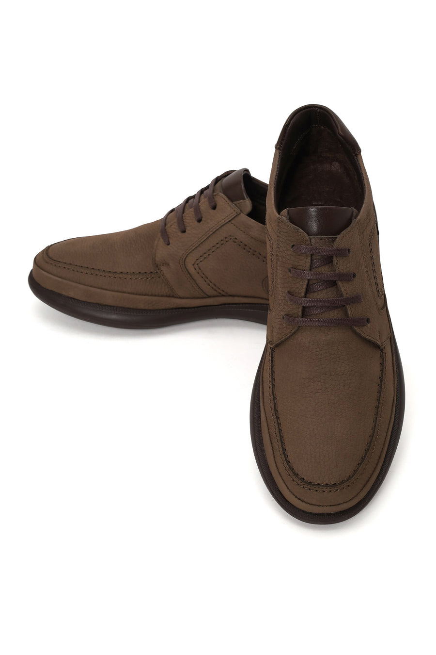 Male Beige Lace-up Thick-soled Nubuck Leather Boots