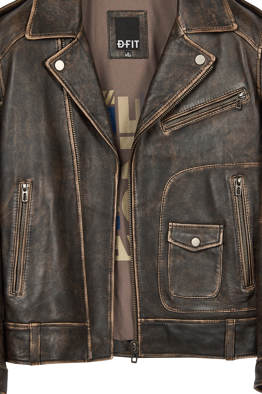 Carter Erkek Kahverengi Biker Deri Mont