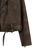 Newage Woman Brown Slim-Fit Biker Leather Jacket | Derimod