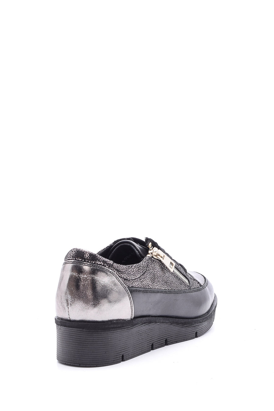 Women's Zipper Detailed Leather Sports Shoes
