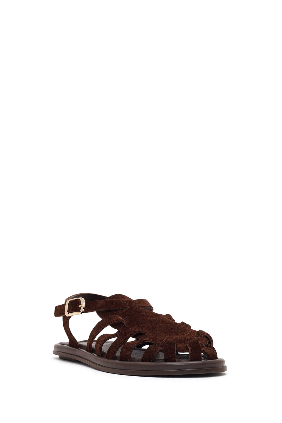 Woman Brown Buckled Suede Leather Sandals